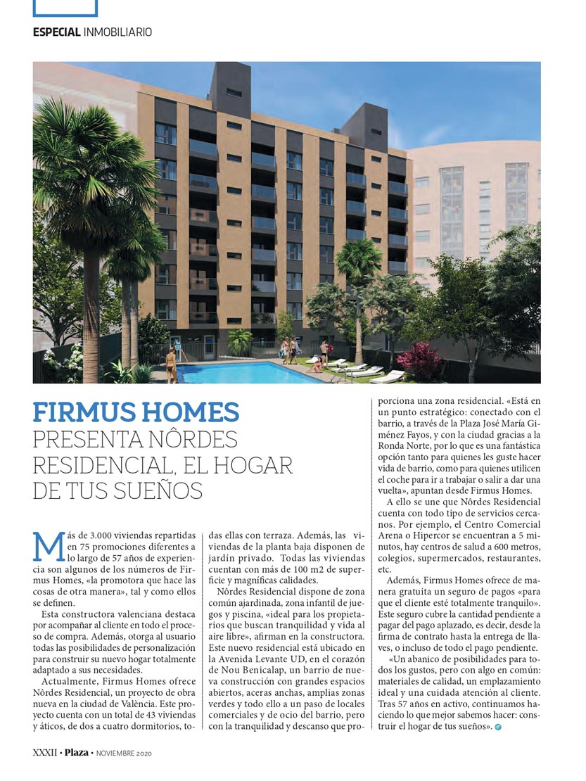 En este momento estás viendo Revista Plaza noviembre: Firmus Homes presenta Nôrdes Residencial, el hogar de tus sueños
